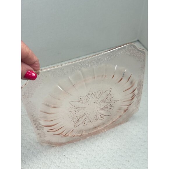 Jeannette Adam Depression Square Salad Luncheon Plate Mini 6" Set of 2 - Picture 3 of 5